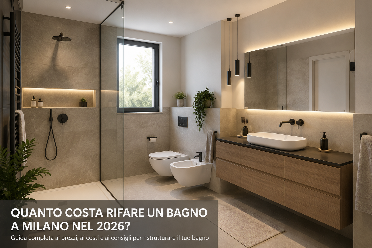costo rifare bagno milano Costo ristrutturazione bagno a Milano nel 2026 con doccia walk-in, sanitari sospesi e arredobagno moderno
